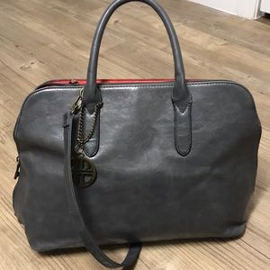 David Jones leather grey and red bag